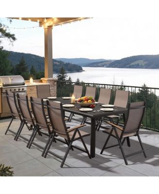 93.9in Outdoor Patio All-Weather Aluminum Dining Table with Umbrella Hole