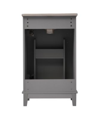 20" Small Bathroom Vanity with Ceramic Basin, Bathroom Storage Cabinet with Soft-Close Door