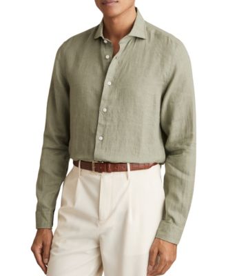 Men's Linen Cutaway Collar Regular Fit Shirt