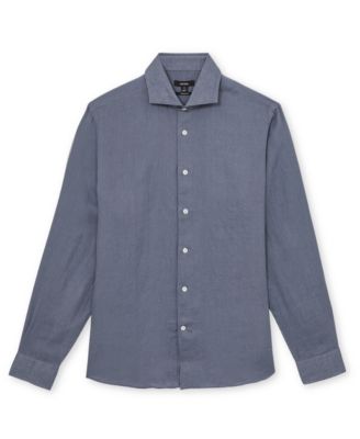 Men's Linen Cutaway Collar Regular Fit Shirt