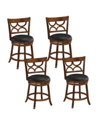 26'' Counter Height Bar Stools Set of 4 w/Rubber Wood Frame Upholstered Seat