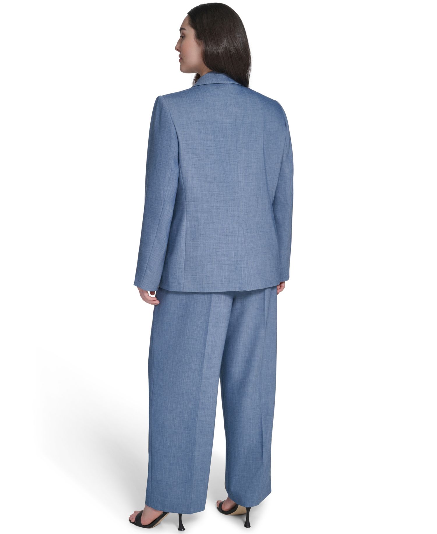 Plus Size One-Button Notch Collar Blazer