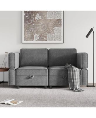 Modern Loveseat Sofa with Storage, Chenille Fabric Small Love Seat Couches for Compact Living Room, Bedroom, Apartment, Dorm