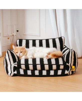 Striped Faux Lambswool Double Layer Pet Sofa Bed