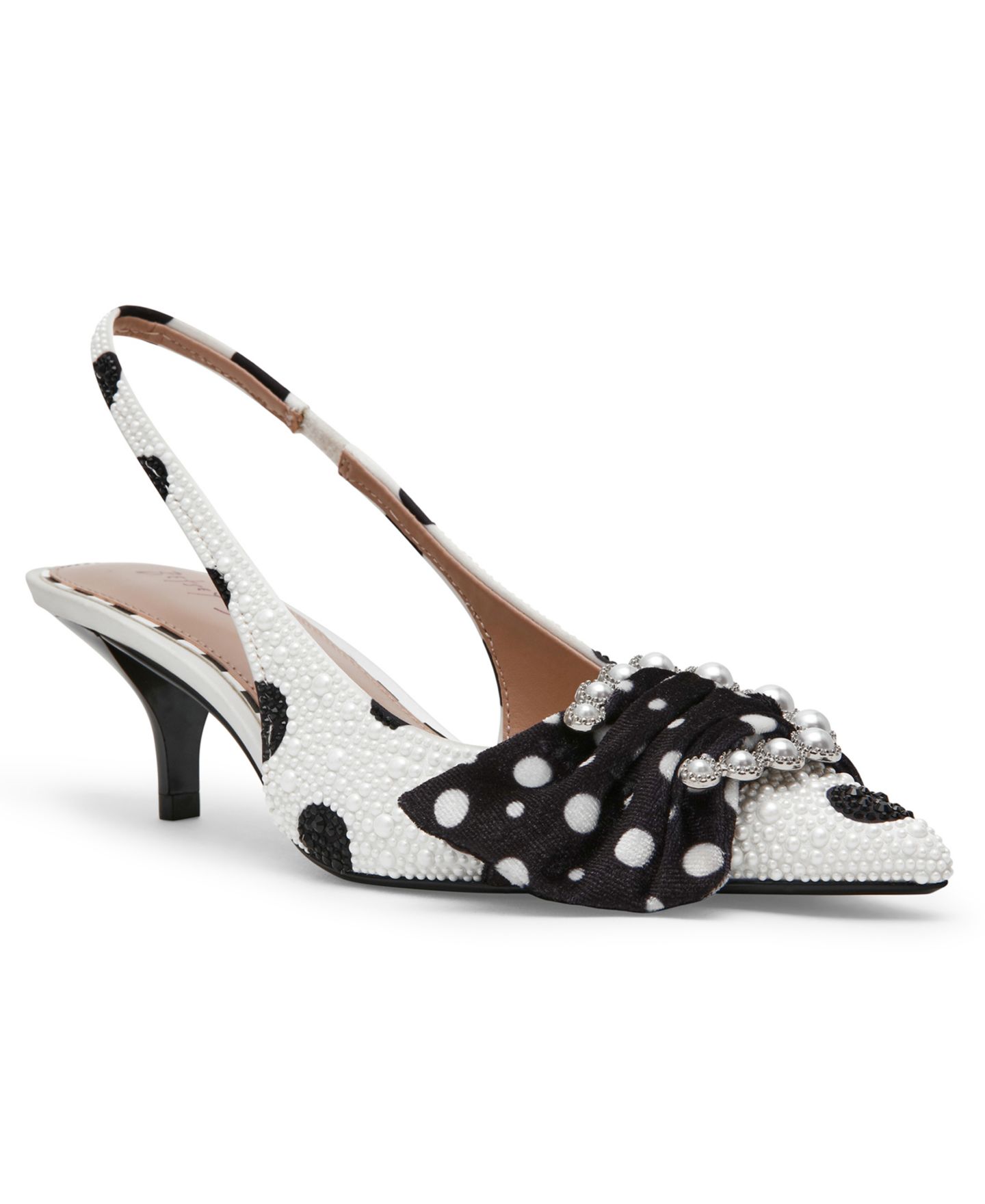 Женские туфли Betsey Johnson Bryanna Slingback Pumps, цвет: Белый / Чёрный в горошек — фото 1
