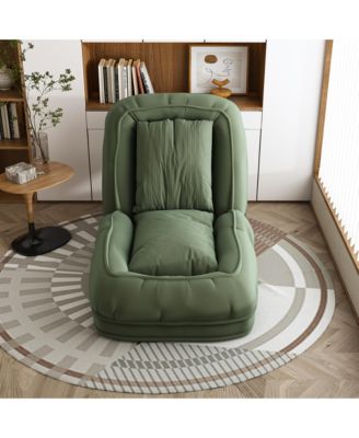 Convertible Corduroy Lazy Sofa Bed, 5-Position Adjustable Folding Lounge Chair, Upholstered Sleeper Seat for Living Room, Reading Room