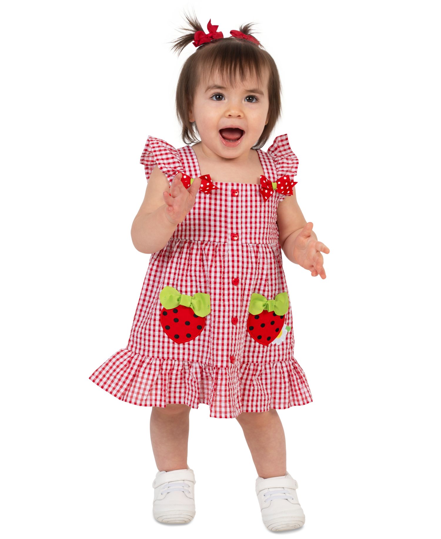 Baby Girls' Strawberry Appliques Dress and Bloomer, 2-Piece Set