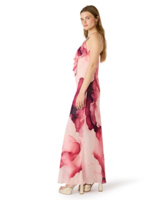 Women's Printed V-Neck Maxi Dress