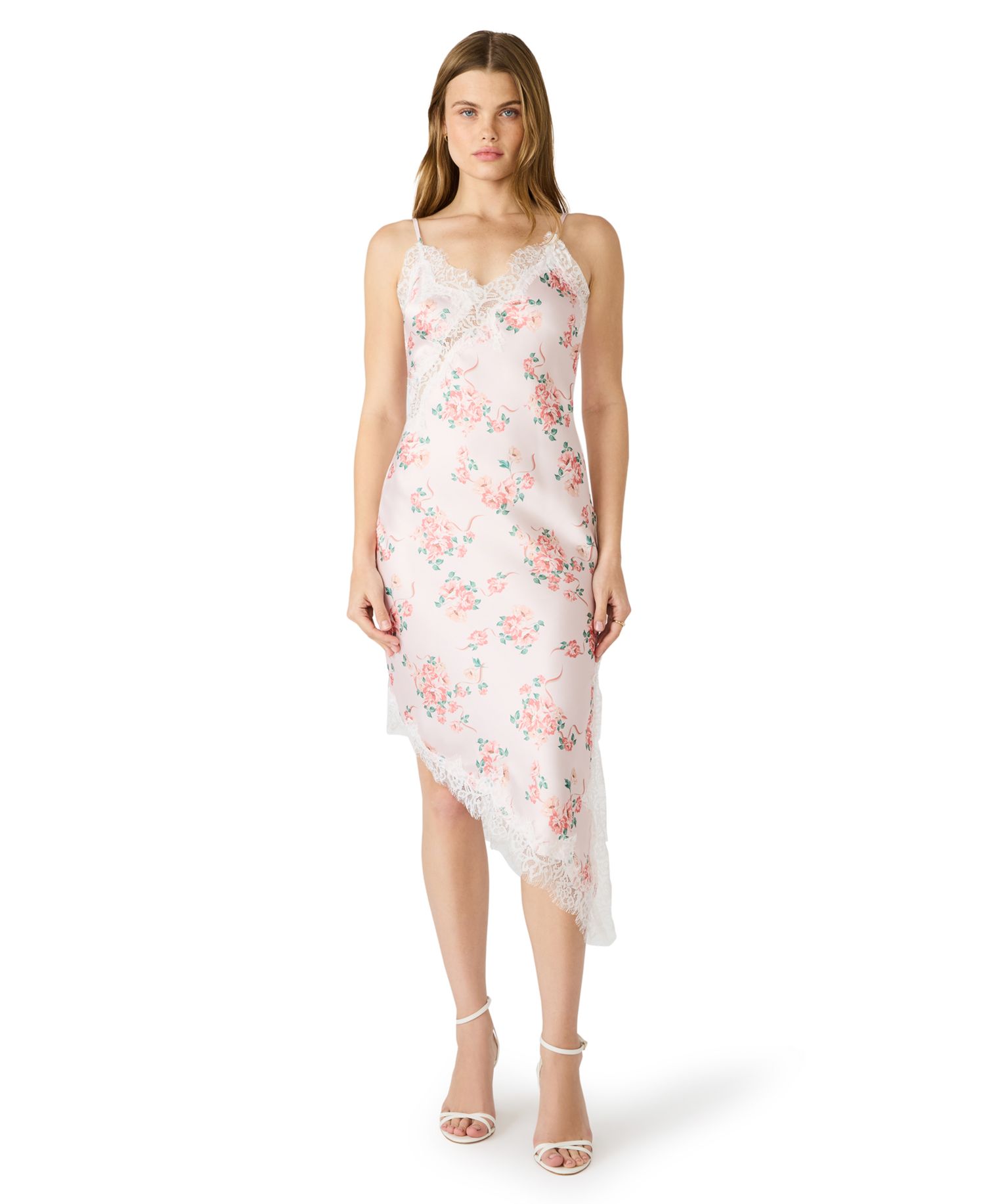 Women's Printed V-Neck Asymmetric Midi Dress