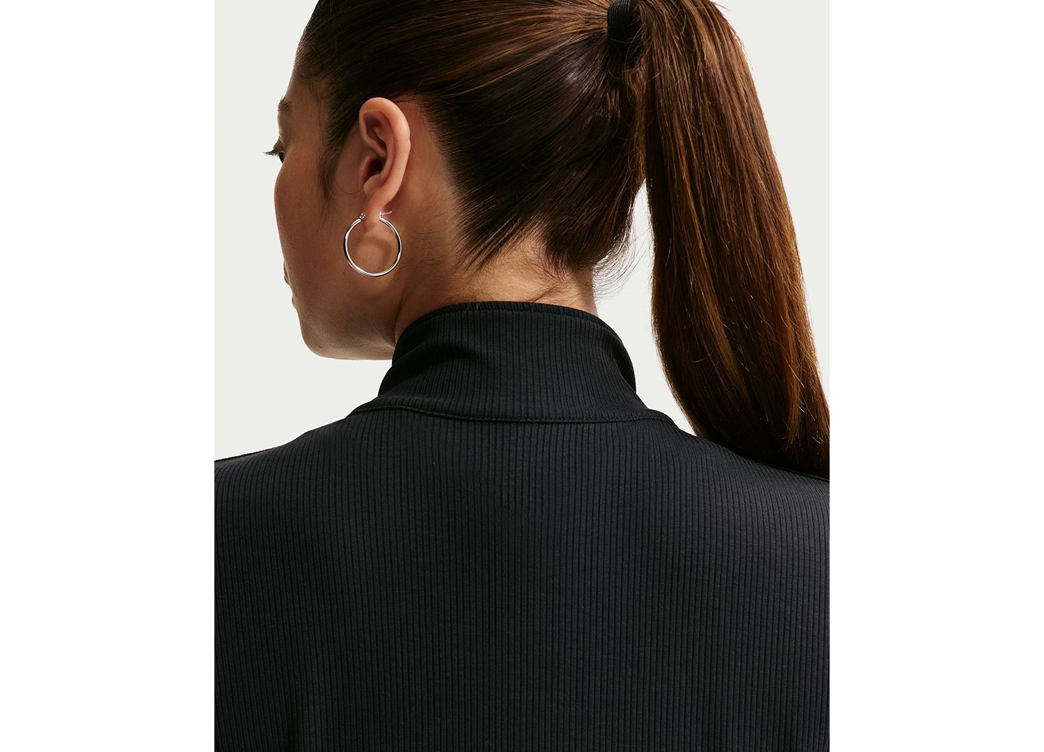 Plus Sportswear Ribbed Quarter-Zip Long-Sleeve Top