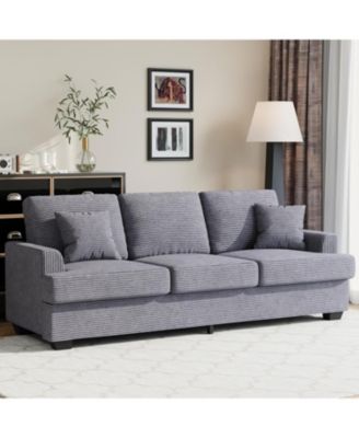 Modern Sofa with 2 Throw Pillows, Deep Seat Couch with Upholstered Cushion & Removable Cover