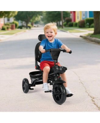 7-in-1 Folding Kids Tricycle Stroller with Adjustable Push Handle, Parent Push Toddler Trike