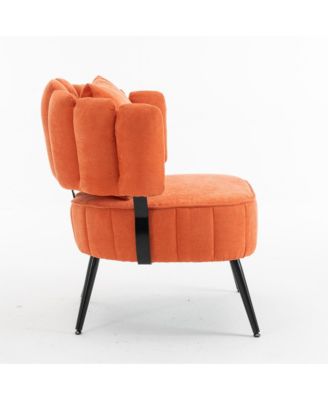 Modern Accent Barrel Chair with Scalloped Backrest, Pocket Coil Seat and Soft Chenille Fabric, Ideal for Living Room and Reading Corner