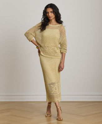 Petite Pointelle-Knit Boat Neck Sweater