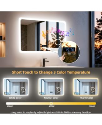32"x24" LED Bathroom Mirror, Anti-Fog, Bluetooth, 3 Color Temp, Memory, Magnifier