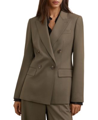 Women's Wool-Blend Double-Breasted Suit Blazer