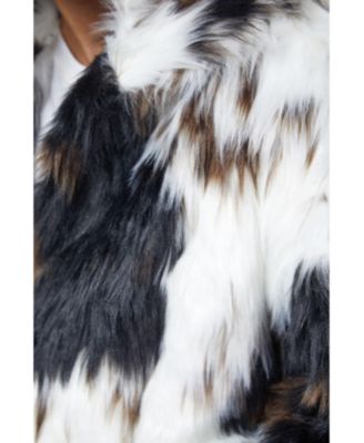 Women's Premium Funnel Neck Mono Faux Fur Coat