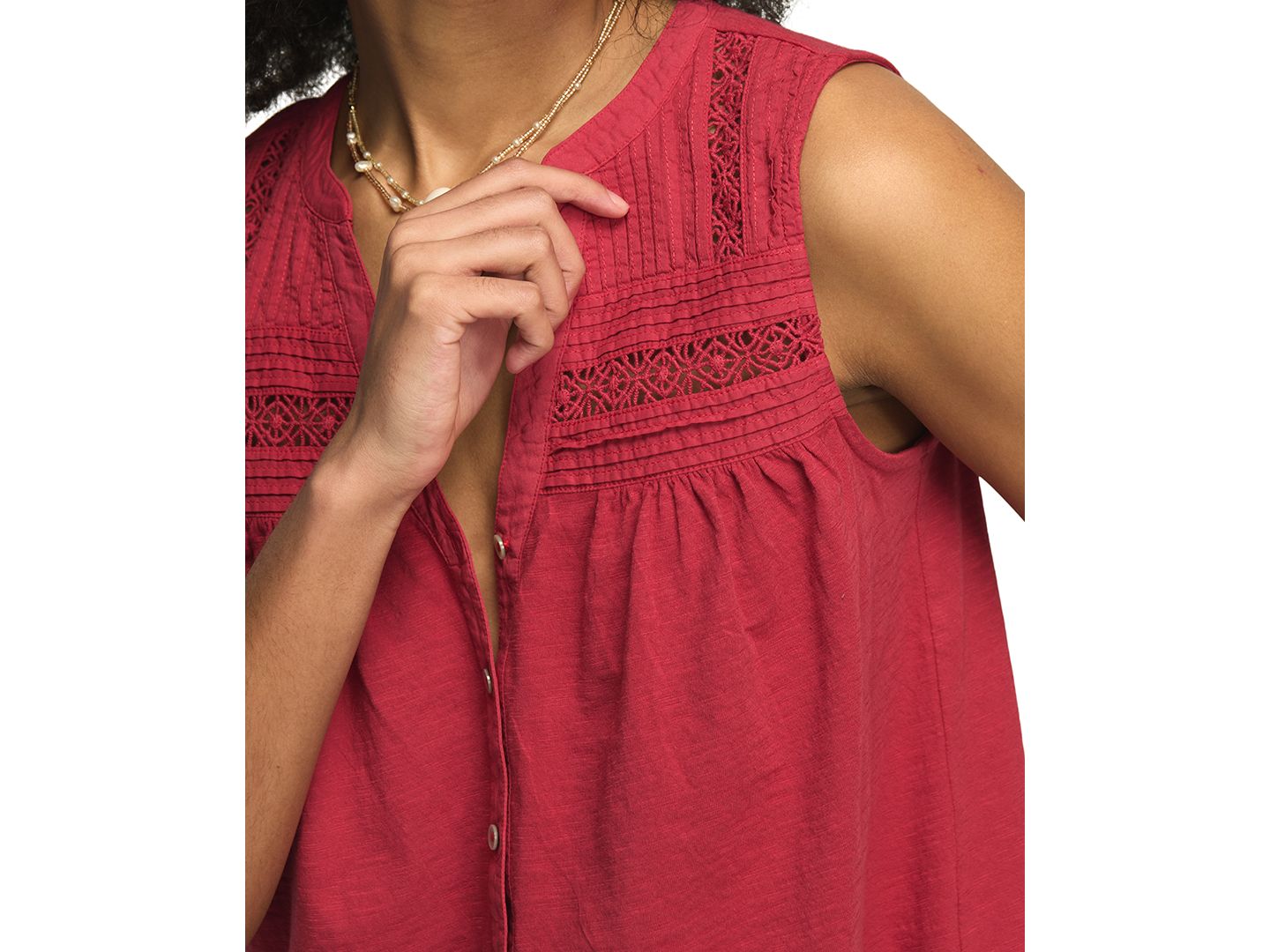 Женский топ Lucky Brand V-Neck Sleeveless Top, цвет: Глубокий бордово-красный — фото 4