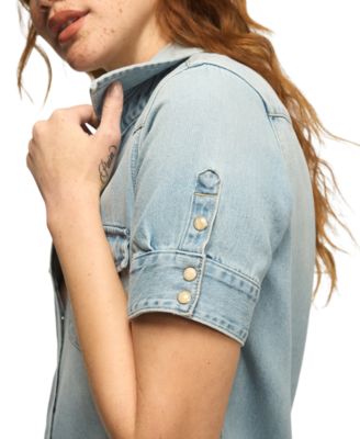 Lucky Brand Women's Light Wash Denim Collared Shirt-Dress - Macy's
