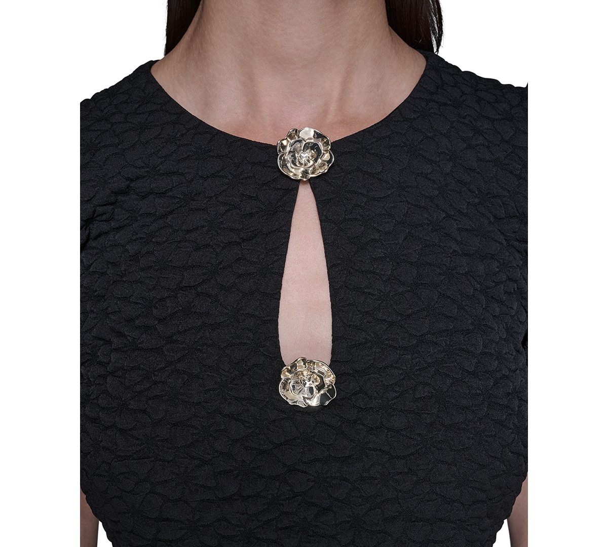 Karl Lagerfeld Paris Women's Puff-Sleeve Floral Dress