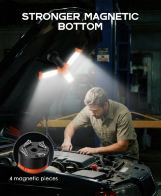 Rechargeable 10000mAh Camping Light Cordless Work Light with Detachable Stand 6.5 ft Max Height, 3 LED Lamp Heads, 2500 Lumens Emergency Flashlight