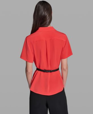 Women's Belted Short-Sleeve Top