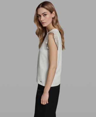 Women's Ruffle-Sleeve Crewneck Top