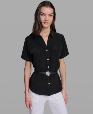 Women's Belted Short-Sleeve Top
