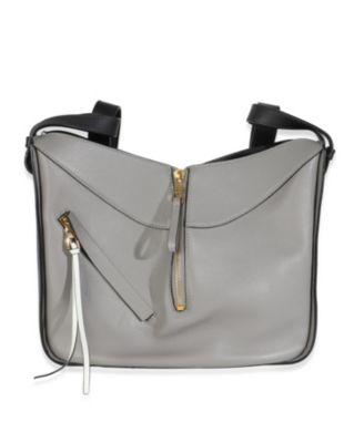 Grey Black Calfskin Medium Hammock Shoulder Bag