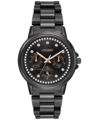 Citizen - Women's Eco-Drive Nighthawk Black Ion-Plated Stainless Steel Bracelet Watch 36mm FD2047-58E