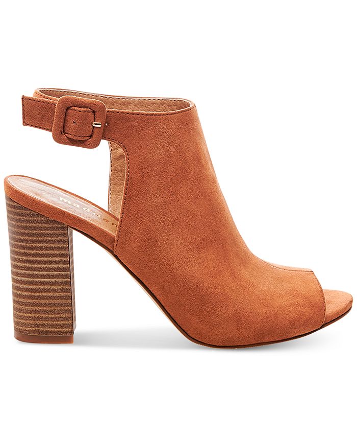 open toe sling back booties
