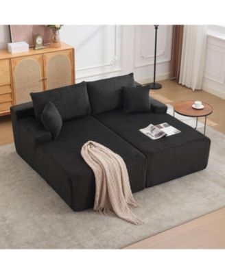 Oversized Corduroy Double Chaise Sofa - 78" Deep Seat, No Assembly, 4 Pillows & Armrests, Cloud Sleeper Loveseat for Living Room, Bedroom