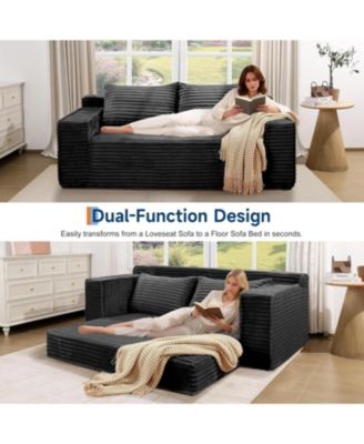 75" Convertible Sofa Bed, Boneless Couch Bed with 2 Pillow, Folding Pull Out Couch, Loveseat Sleeper Sofa, Futon Couch for Living Room Bedroom