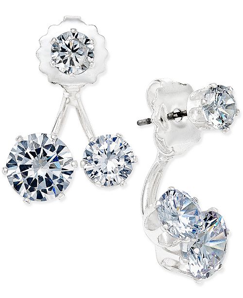 INC International Concepts I.N.C. SilverTone Crystal DoubleStud Earring Jacket Earrings