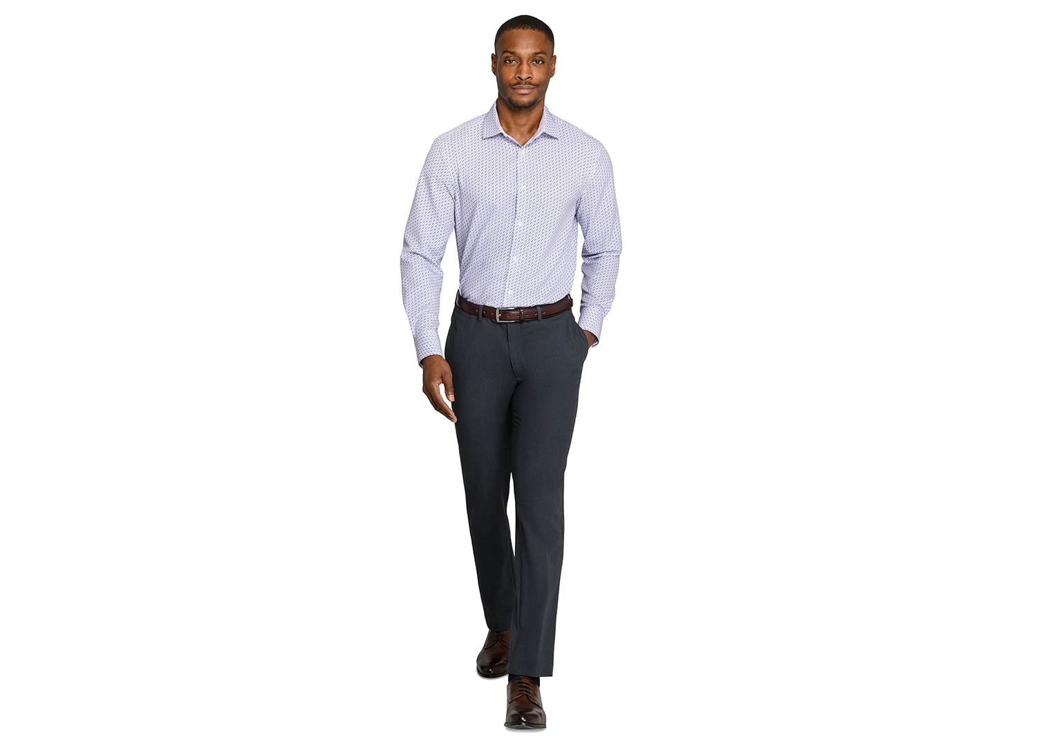 Men's Triangle Print Spread Collar Dress Shirt