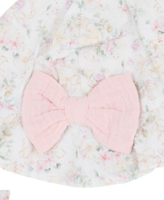 Baby Girls' Square Neck Bubble Romper with Hat