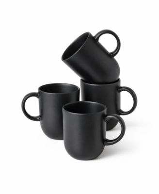 Stoneware Coup Mugs, Set of 4