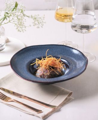 11.02" Stoneware Deep Rim Plates, Set of 4