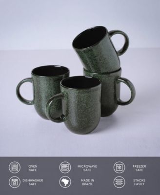 Stoneware Coup Mugs, Set of 4