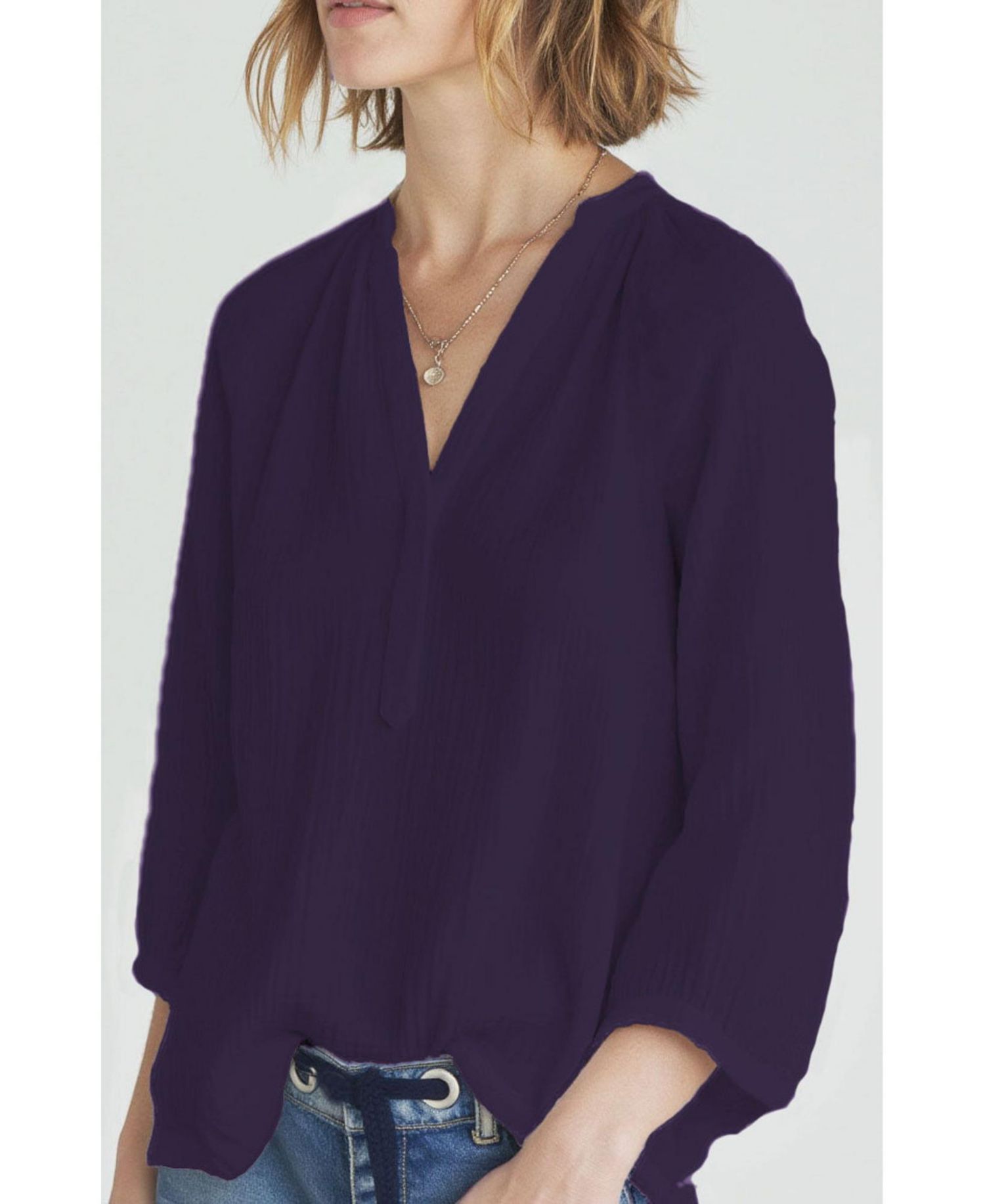 Women's Ocean+Main Fuchsia Gauze Top