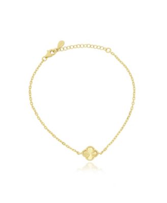 Fluted Single Clover Bracelet 14K Gold-Plated Sterling Silver
