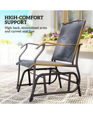 Set of 3 Rocking Glider Chair w/ Table Mesh Patio Outdoor Furniture