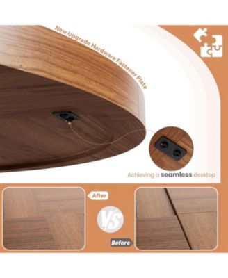 47'' Round Dining Table for 4 to 6 People, Space Saving Pedestal Base Table for Kitchen, Breakfast Nook and Small Dining Room