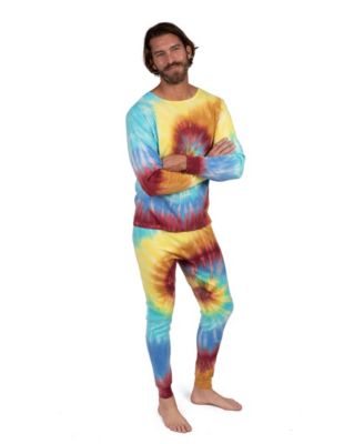 Men's Matching Family Two Piece Cotton Long Sleeve Tie Dye Pajamas