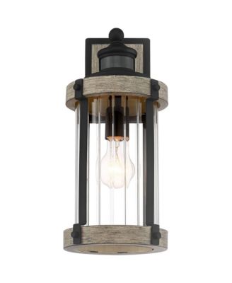 Stan Industrial Outdoor Wall Light Fixtures Set of 2 Motion Sensor Dusk to Dawn Clear Glass for Post