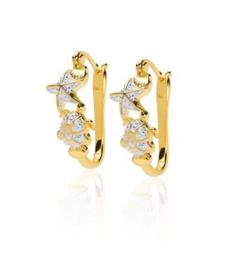 Diamond Accent (0.01  ct. t. w.) Sealife Hoop Earrings