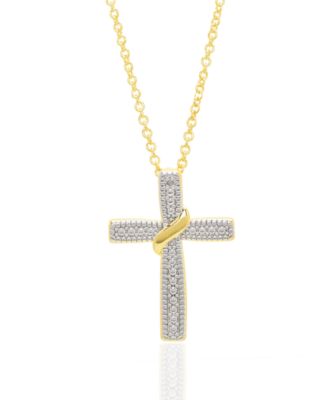 Diamond Accent (0.005  ct. t. w.) Cross Pendant Necklace