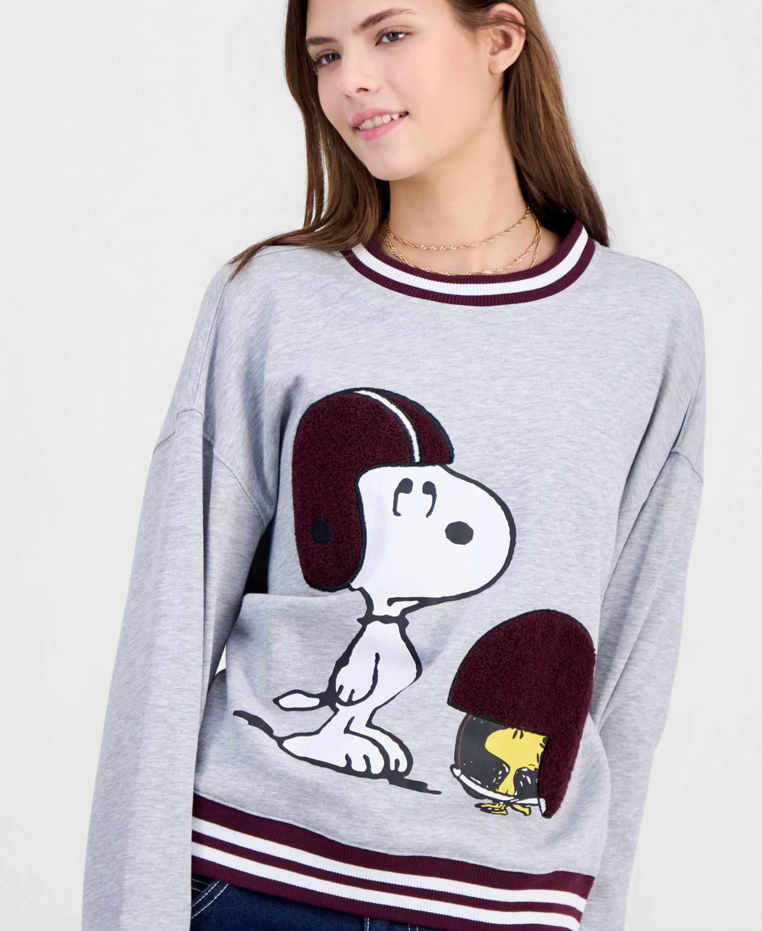 Juniors' Snoopy Football Graphic Sweatshirt