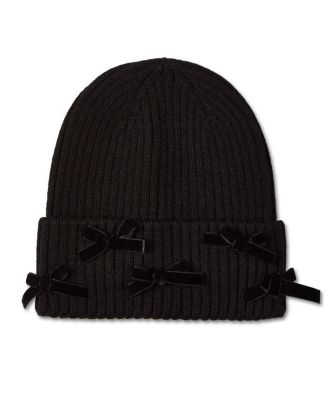 Kids Ribbed "All-Over Bows" Rayon-Blend Cuffed Beanie