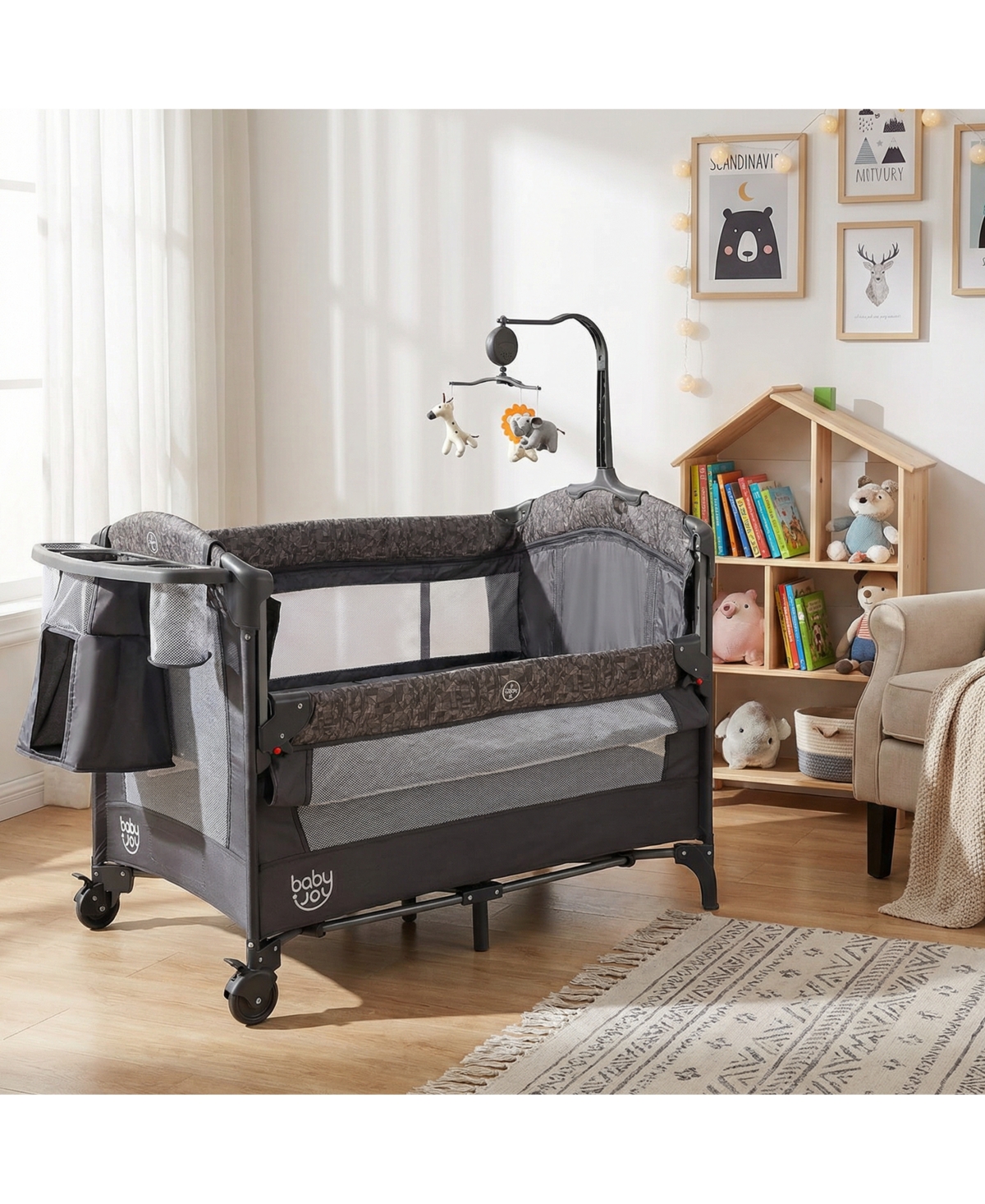 Sugift 5 in 1 Bedside Bassinet with Diaper Changer and Mattress
